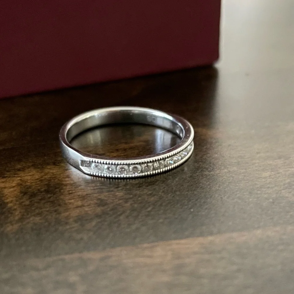 925 Sterling Silver & 14KT White Gold Diamond Engagement Ring & Wedding Band Set